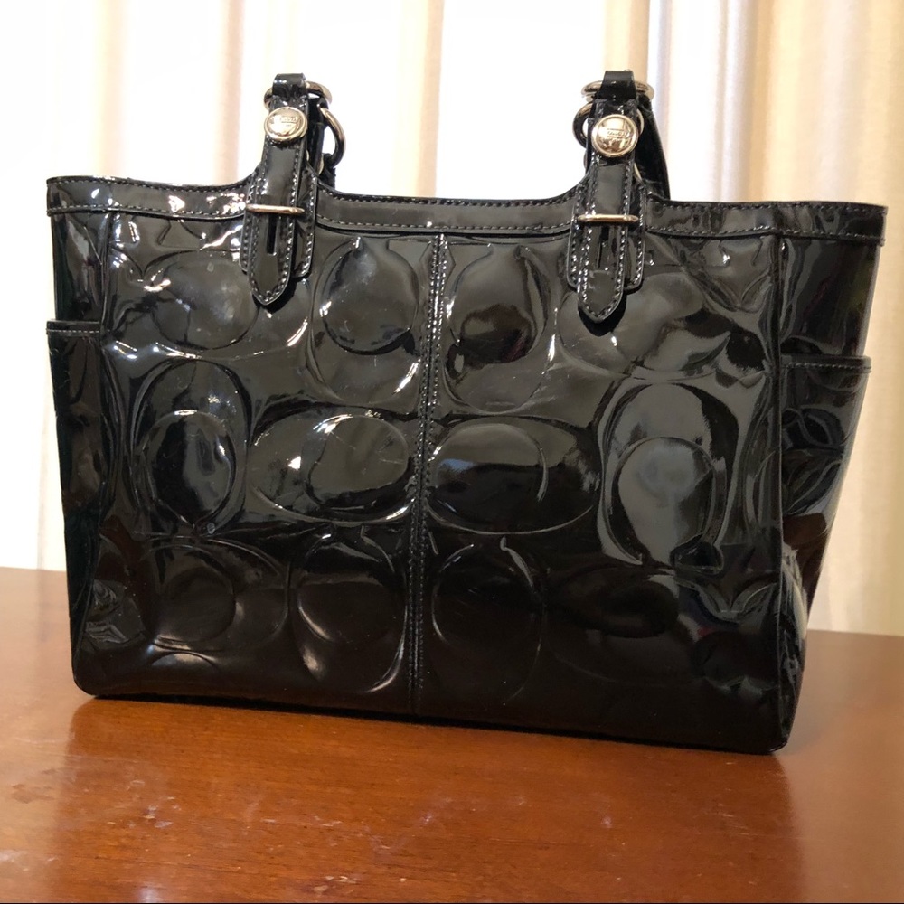 Coach black patent leather purse